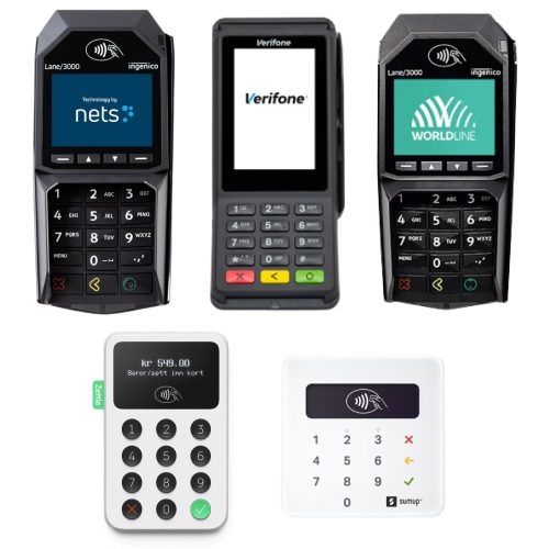 Betalingsterminaler Bilde av Nets, Verifone, Wordline, Zettle og SumUp betalingsterminaler